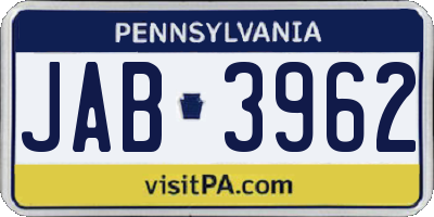 PA license plate JAB3962