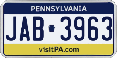 PA license plate JAB3963