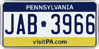 PA license plate JAB3966