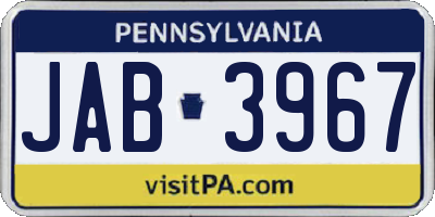 PA license plate JAB3967