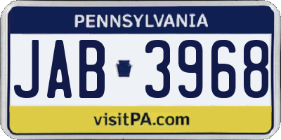 PA license plate JAB3968