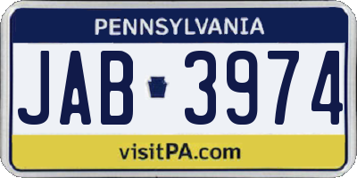 PA license plate JAB3974