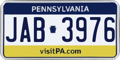 PA license plate JAB3976