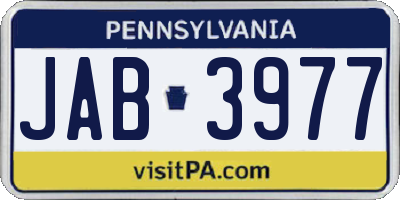 PA license plate JAB3977