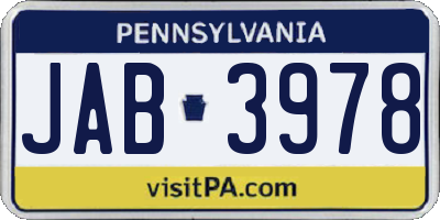 PA license plate JAB3978