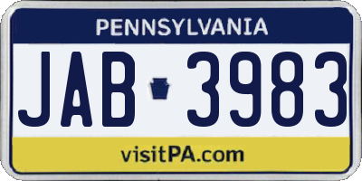 PA license plate JAB3983