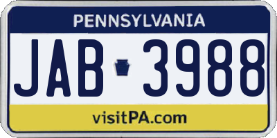 PA license plate JAB3988