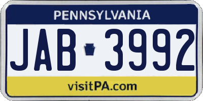 PA license plate JAB3992