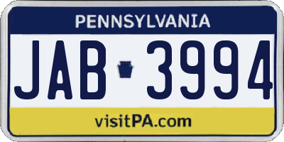 PA license plate JAB3994