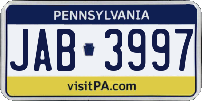 PA license plate JAB3997