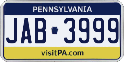 PA license plate JAB3999