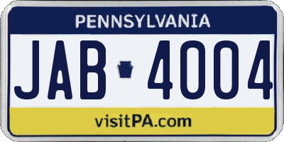 PA license plate JAB4004