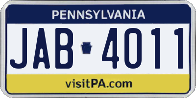 PA license plate JAB4011