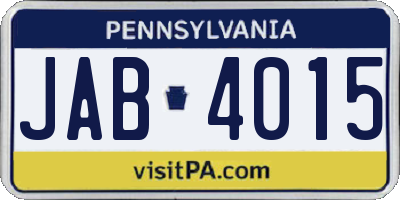 PA license plate JAB4015