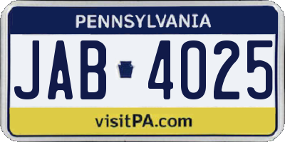 PA license plate JAB4025