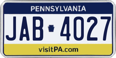 PA license plate JAB4027