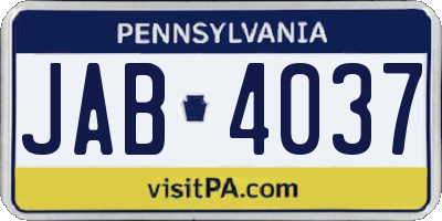 PA license plate JAB4037