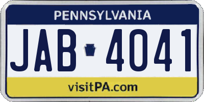 PA license plate JAB4041