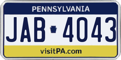 PA license plate JAB4043