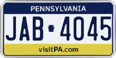 PA license plate JAB4045