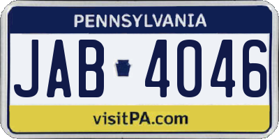 PA license plate JAB4046