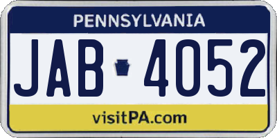 PA license plate JAB4052