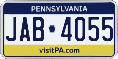 PA license plate JAB4055