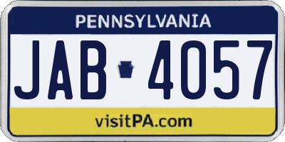 PA license plate JAB4057