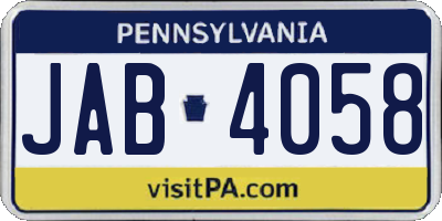 PA license plate JAB4058