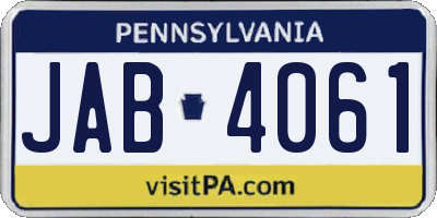 PA license plate JAB4061