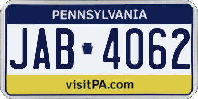 PA license plate JAB4062