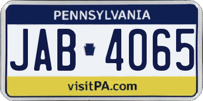 PA license plate JAB4065