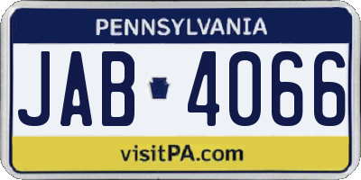 PA license plate JAB4066