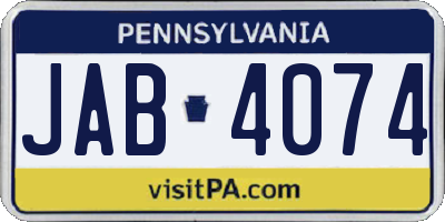 PA license plate JAB4074