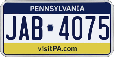 PA license plate JAB4075