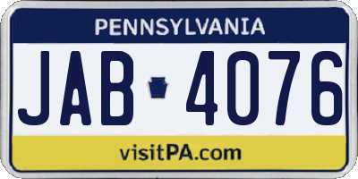 PA license plate JAB4076