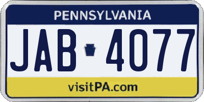 PA license plate JAB4077