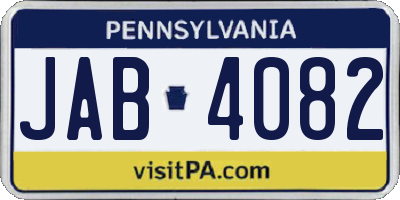 PA license plate JAB4082