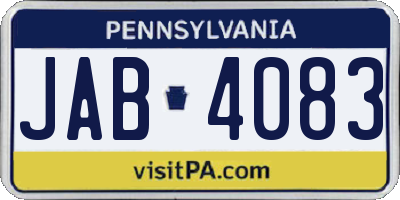 PA license plate JAB4083