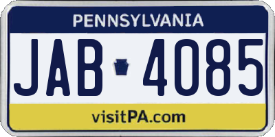 PA license plate JAB4085