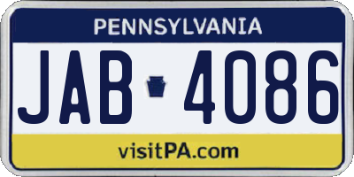 PA license plate JAB4086