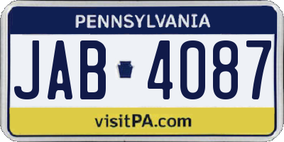 PA license plate JAB4087