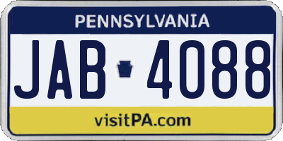 PA license plate JAB4088