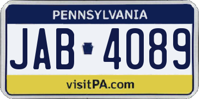 PA license plate JAB4089