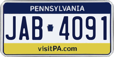 PA license plate JAB4091