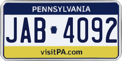 PA license plate JAB4092