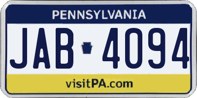 PA license plate JAB4094