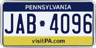 PA license plate JAB4096