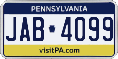 PA license plate JAB4099