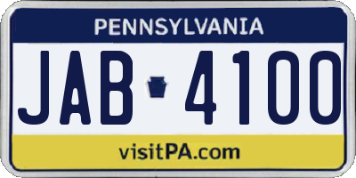 PA license plate JAB4100